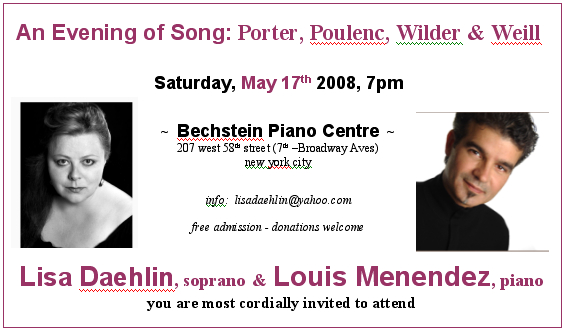 Lisa Daehlin and Louis Menendez in Concert 17 May 2008